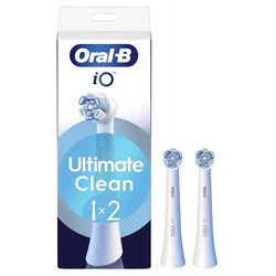 Oral-B Lot De 2 Brossettes De Rechange Ultimate Clean, AUTHENTIQUES, Blanches, Brossage En Profondeur, Elimination De La Plaque Dentaire, Brossette Ronde Pour Les Brosses Electriques Oral B iO
