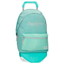 Pepe Jeans Jane Rugzak voor laptop, dubbel vak met trolley, 15,6 inch, blauw, 31 x 44 x 17,5 cm, polyester, 20,46 l