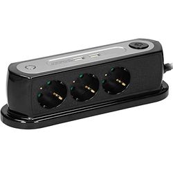 ORNO AE-13190/B - Enchufe de Escritorio (3 x 2 P+Z, con 2 Cargadores USB, Longitud de Cable de 1,4 m), Color Negro