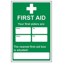 vsafety 31029bh-s "First Aid/reali/Location" Primo soccorso generale Sign, Autoadesivo, verticale, 400 mm x 600 mm, colore: verde