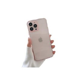 Compatibel met iPhone 14Pro hoes met transparant, schattig krullend, eenvoudige golf, beschermhoes voor meisjes en vrouwen, zachte TPU-beschermhoes, transparant roze