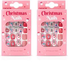 Christmas Children's Press-On Nails - Kids - 24 press-on - Festive Nails (Pack of 2)