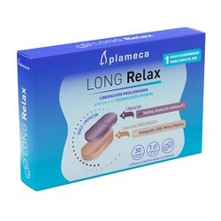 Plameca Long Relax - Fórmula Natural con Ashwagandha, Melisa, Pasiflora, Gaba, Magnesio, Vitamina B6 y B12 - Relax y Tranquilidad - 1 Solo Comprimido para Todo el Día - 30 Comprimidos
