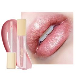 Oulac Makeup Crystal Shine Lip Gloss, One Lucky Girl, Pink, Nude, Glossy, Shiny, Shimmer, Plumping, Non Stick Formula, Moisturising