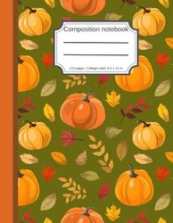 Composition notebook - Autumn theme in watercolor: College ruled essential