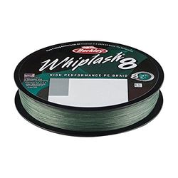 Berkley Coup de fouet8 Whiplash8, Ligne de pêche, Superline, Predator Fishing, Brochet, Perche, Sandre, Truite, Unisexe, Vert Mousse, 0.16mm, 20.9kg, 46lb, 165yd