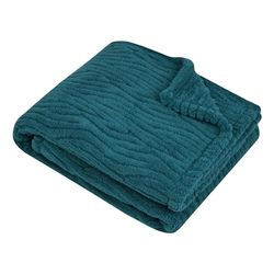 STOF – Manta – Talla 180 x 220 cm – 100% poliéster – Color petróleo – Modelo Columbia – Manta – Suave cálida y esponjosa Texturizada