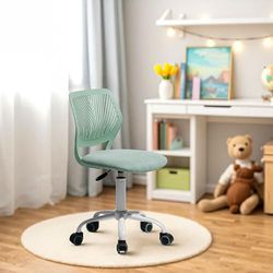 HOMYLIN Lot de 1 Chaise de Bureau pivotante sans accoudoirs pour Enfants avec Assise en Tissu et Dossier en Plastique, siège coloré réglable en Hauteur pour Enfants, étude, Jeux d'enfants, Cactus