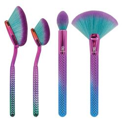 MODA Royal & Langnickel - Conjunto de 2 pincéis de maquilhagem oval de tamanho real, inclui pó de precisão grande, pó de precisão, pincel de acentuar e acabamento, ombre binóculos