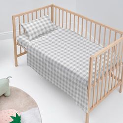 Vichy Juego de sábanas 2 piezas 120x180 cm (Maxicuna) Gris