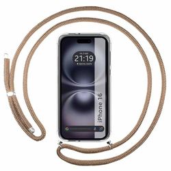 Przezroczyste etui z zawieszką do iPhone'a 16 (6.1) ze sznurkiem Camel