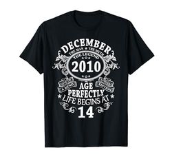Regalo 14 Años Cumpleaños Hombre Mujer Diciembre 2010 Camiseta