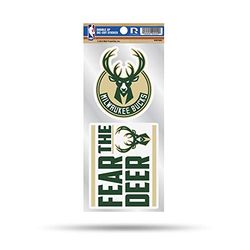 NBA Rico Industries Double Up Die Cut 2-Piece Sticker Sheet, Milwaukee Bucks, 4 x 9-inches