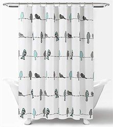 Lush Decor Lush DÉCOR x 72”, Blue and Grey/Brown Rowley Shower Curtain-Floral Animal Bird Print Design for Bathroom