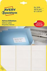 AVERY Zweckform 3348 Adress-Etiketten (Papier matt, 420 Etiketten, 67 x 38 mm) 1 Pack weiß