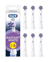 Oral-B Series iO Radiant White Cabezales De Recambio Originales, Pack de 6 Recambios Blancos Para Cepillos De Dientes Eléctricos Oral-B iO, Blanqueamiento Dental, Eliminación De Manchas