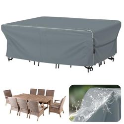 Velway Afdekking voor tuinmeubelen, waterdicht, 250 x 210 x 71 cm, winddichte beschermhoes met reflecterende strepen, 600D Oxford meubelsets, afdekking, stofbestendig, afdekhoezen voor tuintafel,