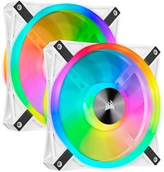 Corsair CO-9050106-WW iCUE QL140 RGB, 140 mm RGB LED PWM ventilator (68 individueel regelbare RGB-LED's, snelheid tot 1.250 rpm, geluidsarm) 2-pack met Lighting Node Core - wit,Zwart