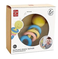 Hape E0024 Baby Rattling Rings Teether - Made From Rice