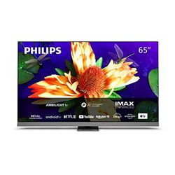 Philips 65OLED907/12 Televisor 4K OLED, Ambilight, UHD, HDR10+ y 120 Hz, Dolby Vision, Dolby Atmos e IMAX, Marco de Bisel metálico, 65"