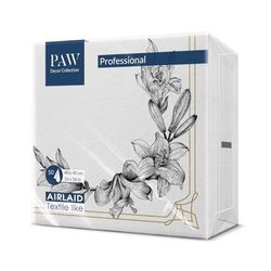 PAW - Serviette de Table Papier - Airlaid (40 x 40 cm) I 50 Pièces I Pour Funérailles, Repas de Condoléances, Enterrement, Adieu I Serviettes en Tissu de Décoration de Table I Lys Royal