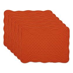 DII Quilted Farmhouse Collection Tabletop, Placemat Set, Pumpkin Spice, 6 Piece