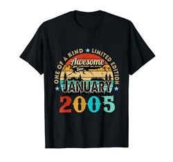 19 Anni Impressionante Da Gennaio 2005 19 ° Compleanno Divertente Maglietta
