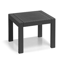 Keter Allibert by Victoria - Mesa de jardín, 59 x 59 x 43 cm, plástico con Aspecto de ratán Plano, Resistente a la Intemperie, Resistente a los Rayos UV