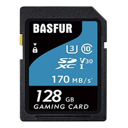 Basfur Scheda di memoria SD 128 GB, adatta per telefoni, computer, droni e altri dispositivi Android, trasmissione ad alta velocità 170 MB/s, A2 U3 V30