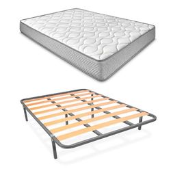 Duérmete Online - Cama Completa con Colchón Marko Reversible + Somier de Láminas Basic con 6 Patas Abrazadera, 150 x 190