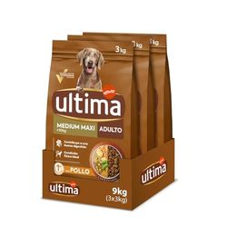 Ultima Cibo per Cani Medium-Maxi Adulto con Pollo - Confezione da 3 x 3 kg - Totale: 9 kg