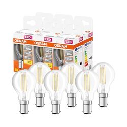 OSRAM LED STAR KLASSISK P40 LED LAMP til B15D-base, drop-form, fil, 470 lumen, varm hvid (2700k), udskiftning til konventionelle 40W pærer, ikke dæmpbar, 6-pack