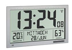 TFA Dostmann 60.4517.54 radiopiloté(e) Horloge Murale 368 mm x 230 mm x 29 mm Argent Grand écran