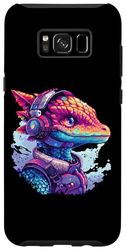 Galaxy S8+ Vibrant Digital Reptile in Space Suit with Headphones Case