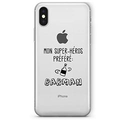 Zokko Beschermhoes voor iPhone XS Max Mon Superhelden Barman: zacht, transparant, zwarte inkt.