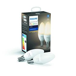 Philips Hue White E14 LED Lampa, Dimmbar, Styrbar via App, 11 Watt, Vit, 2 Stycken