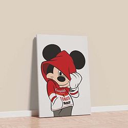 Declea Cuadro moderno estampado glamoroso Mickey Tomato Soup - decoración moderna para el hogar marco para la sala de estar decoración del hogar