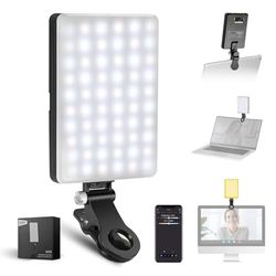 NEEWER BASICS VL67B Lampe Selfie, Contrôle APP, Lumière Fill Bicolore CRI97 2000mAh d’iPhone, Monture Cold Shoe, Clip Avant-Arrière pour Vlog/Streaming Live/Makeup/Vidéoconférence sur Laptop