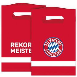 amscan 9906512 - Sacchetti di Carta FC Bayern Monaco, 8 Pezzi, Dimensioni 15,8 x 23,6 cm, con Logo, Maestro Record