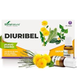 Soria Natural Diuribel Detox - Diurético para Eliminar Líquidos Retenidos y Depurar el Organismo - Diente de León, Cola de Caballo, Abedul - 10 Viales