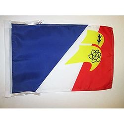BANDIERA FRANCO-TERRENEUVIENS 45x30cm - BANDIERINA FRANCO-AMERICANA 30 x 45 cm cordicelle - AZ FLAG