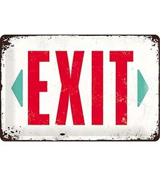 Nostalgic Art Cartaz de chapa retro Exit – ideia de presente para fãs de nostalgia, metálico, design vintage para decoração de parede, 20 x 30 cm