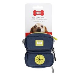 BUILT Pet NightSafe - Porta sacchetti per escrementi e dispenser per dolcetti, clip per guinzaglio per passeggiate con il cane, doppio sacchetto per il trasporto a mani libere, con 2 scomparti per