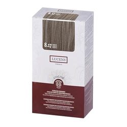 Lucens Coloration permanente Amaretto 8.17 – Coloration pour cheveux à haute teneur en ingrédients naturels – Sans ammoniaque, sans parfum, couleur vive et longue durée