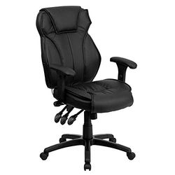 Flash Meuble Haut Dossier Fauteuil en Cuir, Noir