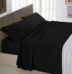 Max Color Beddengoedset (plat 240x300, hoeslaken 170x200cm+2 kussenslopen 50x80cm), zwart, DOUBLE