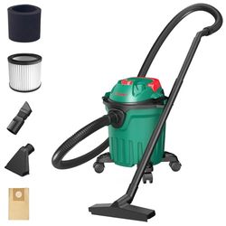 HYCHIKA Nat- en droogzuiger, 1000W 12L stofzuiger, met patroonfilter, sponsfilterzak, zuigbuis, blaasfunctie, vloer- en spleetmondstuk