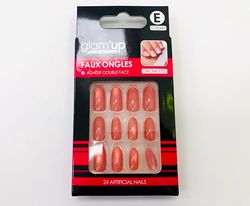 Glam'Up Paris – Unghie finte – Copertura completa – facile da usare, 24 unghie finte per scatola + adesivi double face, a forma di mandorla, n. 243, colore: rosso corallo