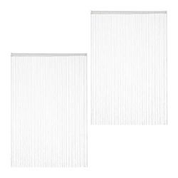 Relaxdays Conjunto de duas cortinas de fios, para cortar, com pino, para portas e janelas, 145 x 245 cm, branco