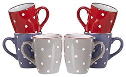 Ritzenhoff & Breker - Set di 6 tazze da caffè a pois da 300 ml, in ceramica, 6 pezzi, colori assortiti